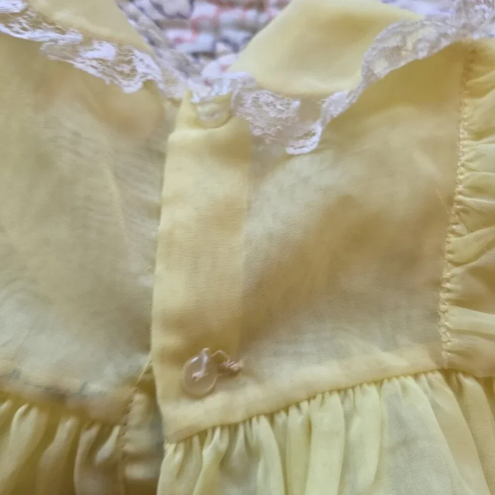 Nanette Vintage Yellow Shear Nylon Dress Baby Size 9 Months